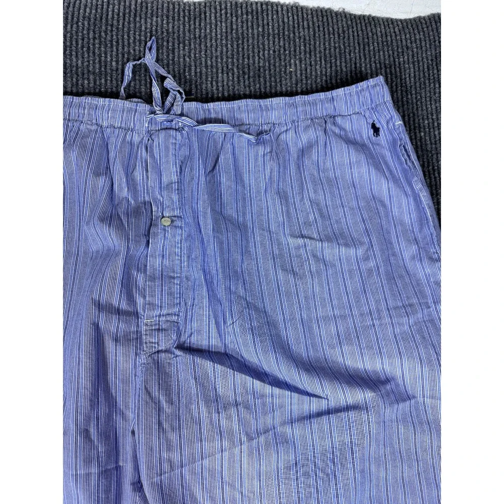 Polo Ralph Lauren Pajama Pants Baggy 3XL Blue Straight Leg Striped Drawstring